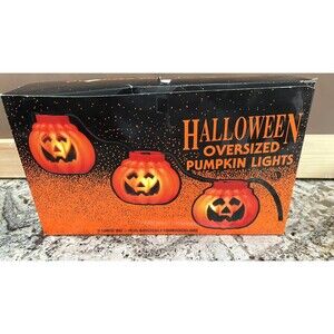 Vintage Halloween Blow Mold Pumpkins String Lights